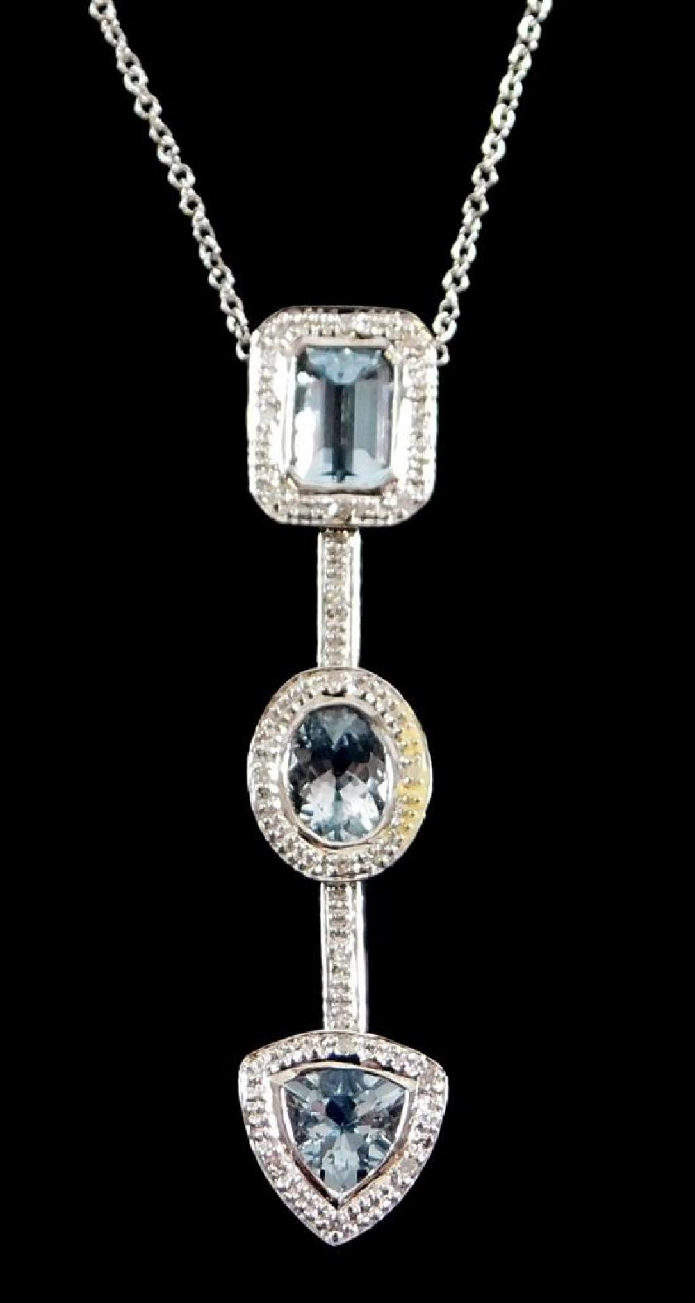 JEWELRY: 14K AQUAMARINE AND DIAMOND