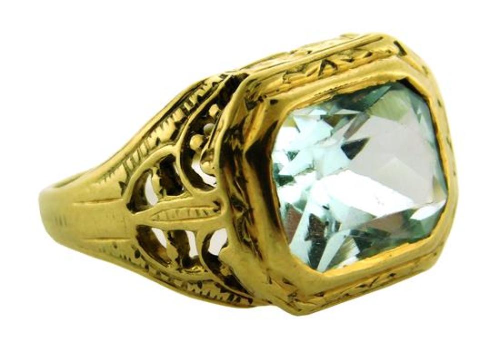 JEWELRY: 14K AQUAMARINE FILIGREE