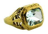 JEWELRY: 14K AQUAMARINE FILIGR