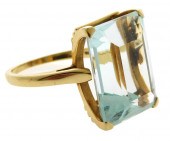 JEWELRY: 14K AQUAMARINE RING: