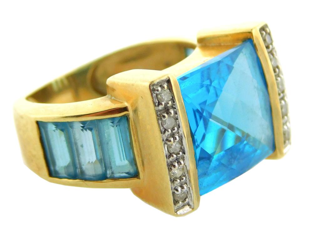 JEWELRY: 14K BLUE TOPAZ AND DIAMOND