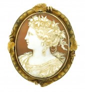 JEWELRY: 14K CAMEO PIN, OVAL F