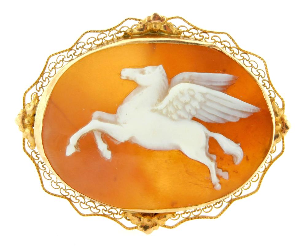 JEWELRY: 14K CAMEO PIN/PENDANT WITH