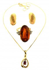 JEWELRY: 14K CITRINE RING, RUB