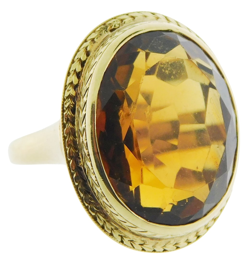 JEWELRY: 14K CITRINE RING,