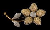 JEWELRY: 14K DIAMOND FLOWER BR