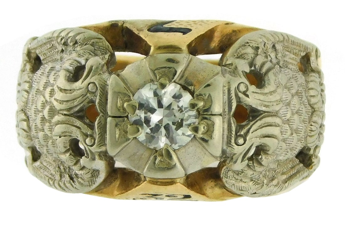 JEWELRY: 14K DIAMOND MASONIC
