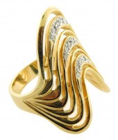 JEWELRY: 14K DIAMOND WAVE RING
