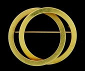 JEWELRY: 14K DOUBLE CIRCLE PIN