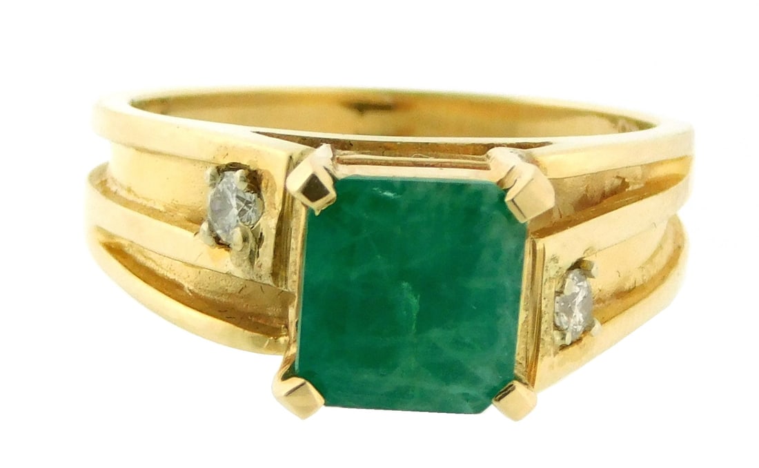 JEWELRY: 14K EMERALD AND DIAMOND
