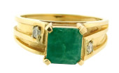 JEWELRY: 14K EMERALD AND DIAMO