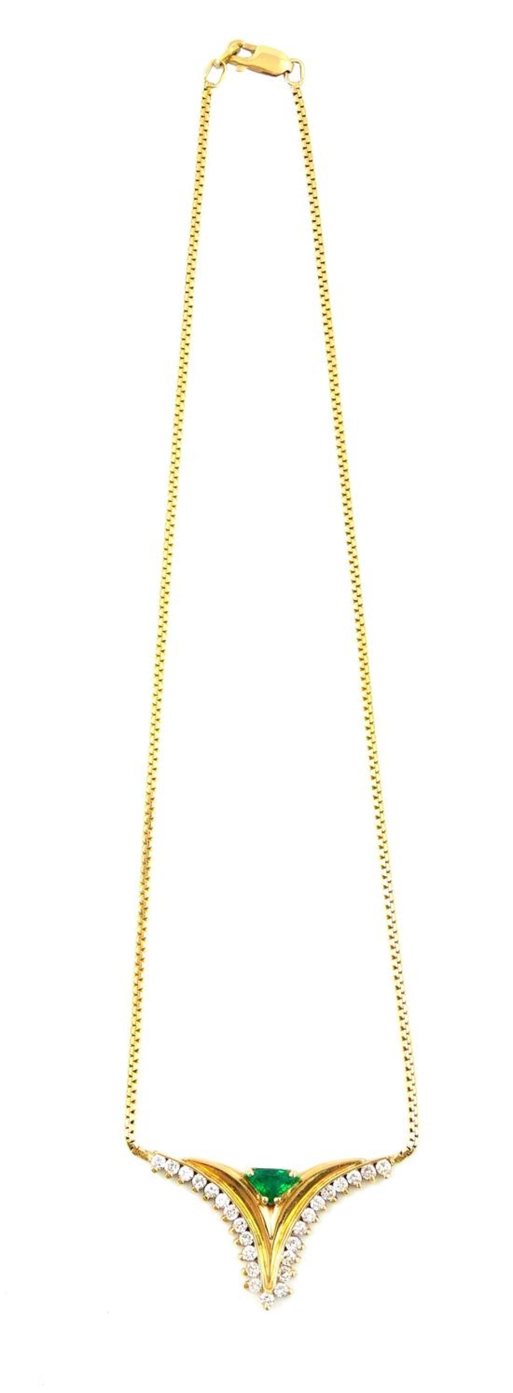 JEWELRY: 14K, EMERALD AND DIAMOND