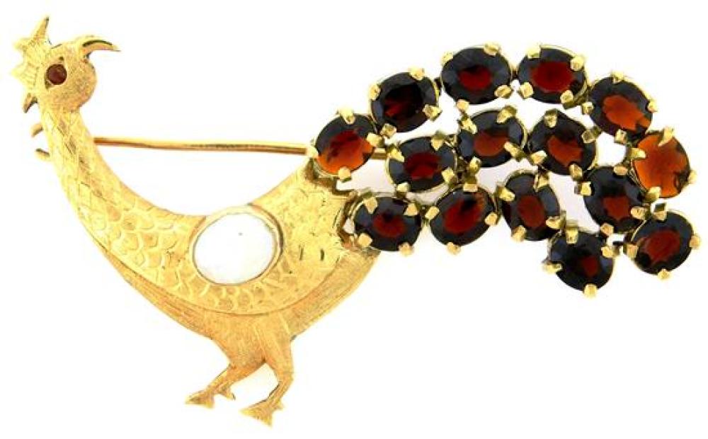 JEWELRY: 14K GARNET AND OPAL
