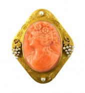 JEWELRY: 14K GOLD ANTIQUE CORA