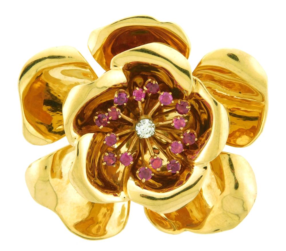 JEWELRY: 14K GOLD RUBY AND