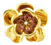 JEWELRY: 14K GOLD RUBY AND DIA