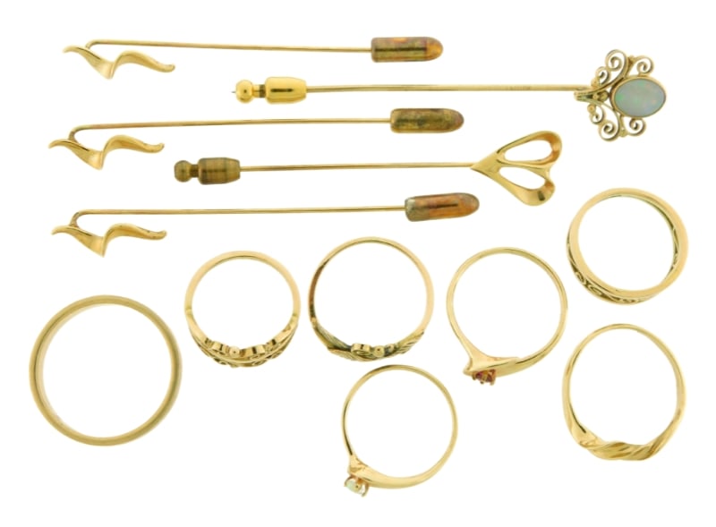 JEWELRY: 14K GOLD, TWELVE PIECES