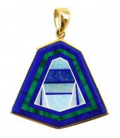 JEWELRY: 14K INTARSIA PENDANT,