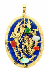 JEWELRY: 14K LAPIS CHINESE SYM