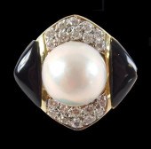 JEWELRY: 14K MABE' PEARL, DIAM