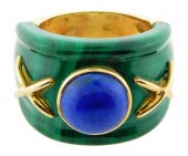JEWELRY: 14K MALACHITE AND LAP