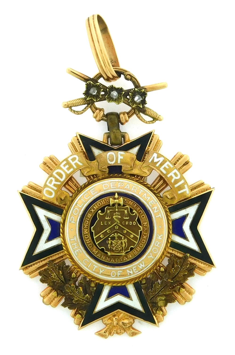 JEWELRY: 14K NYPD ORDER OF MERIT