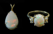 JEWELRY: 14K OPAL AND DIAMOND