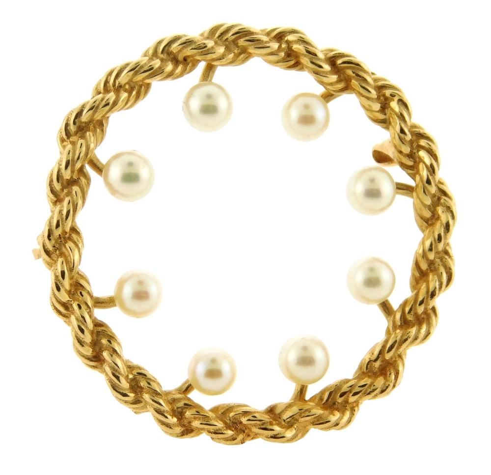 JEWELRY: 14K PEARL CIRCLE PIN,
