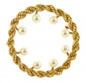 JEWELRY: 14K PEARL CIRCLE PIN,