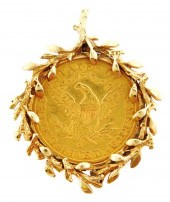 JEWELRY: 14K PENDANT WITH US $
