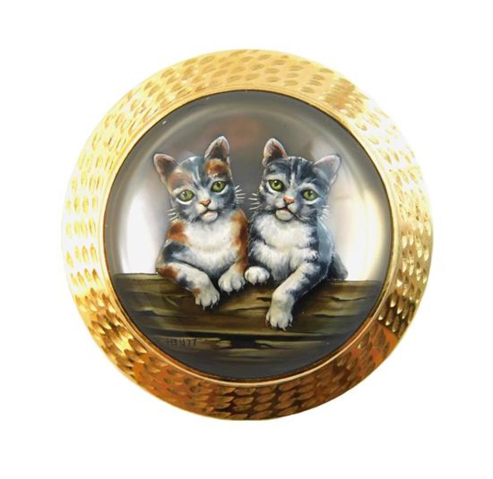 JEWELRY: 14K REVERSE CRYSTAL CAT