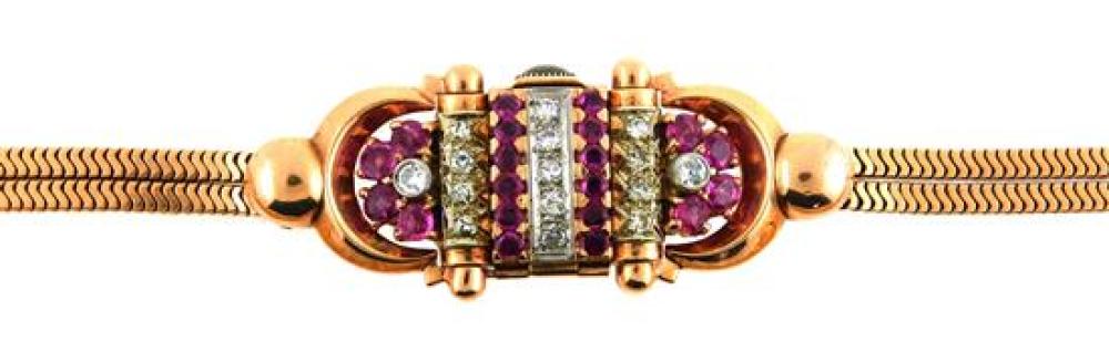 JEWELRY: 14K ROSE GOLD RUBY AND