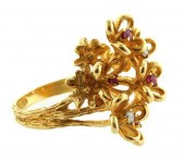 JEWELRY: 14K RUBY AND DIAMOND
