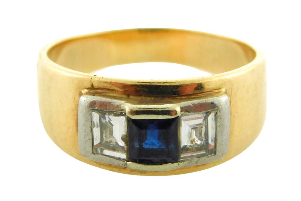 JEWELRY: 14K SAPPHIRE AND DIAMOND