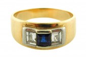 JEWELRY: 14K SAPPHIRE AND DIAM