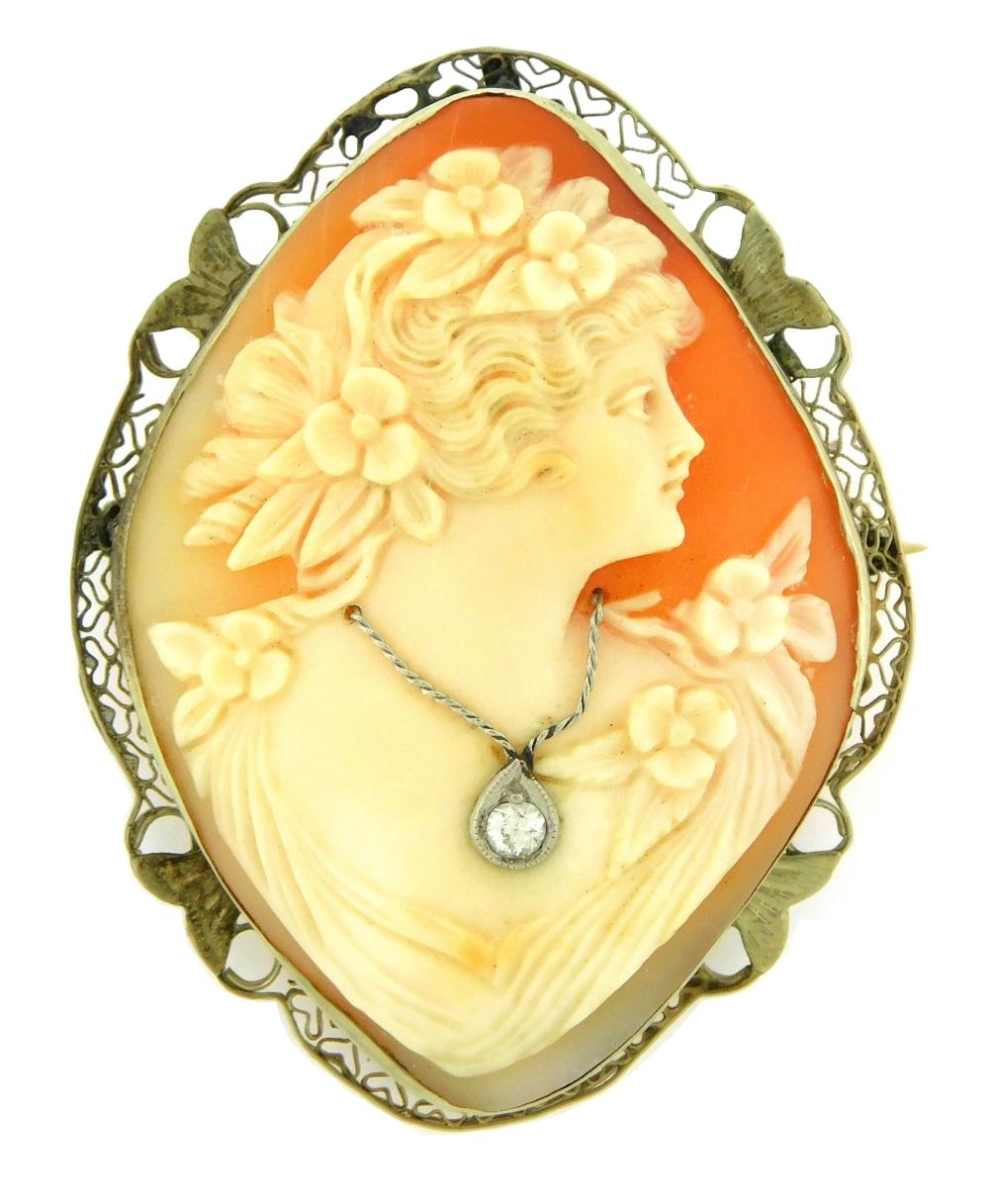 JEWELRY: 14K SHELL CAMEO