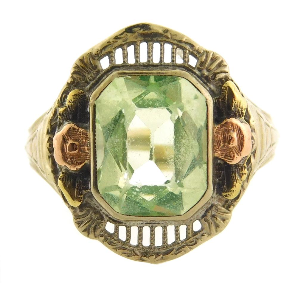 JEWELRY: 14K SYNTHETIC SPINEL RING,
