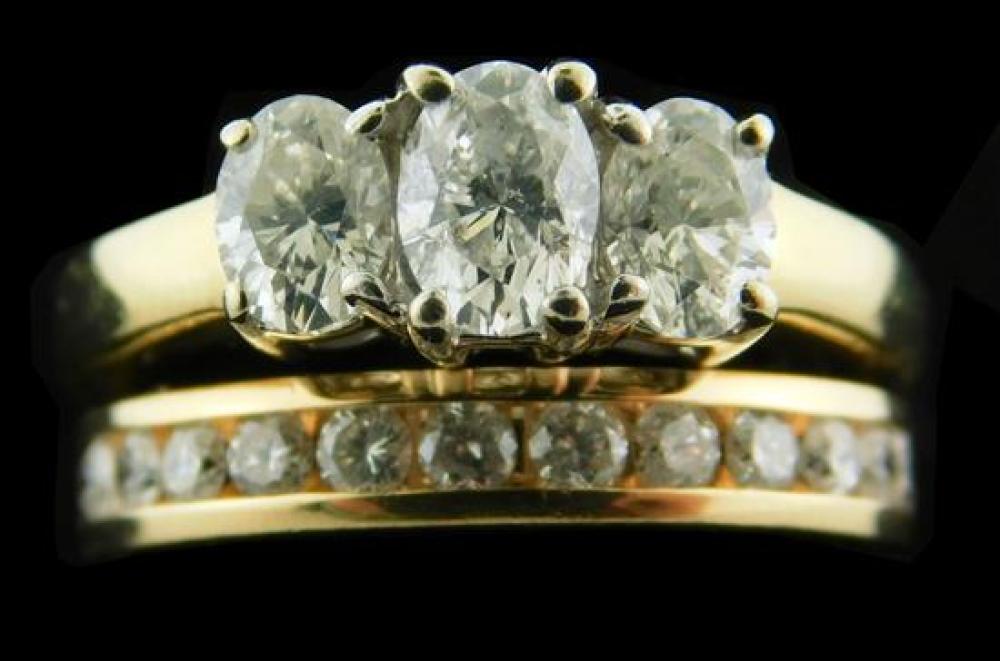 JEWELRY: 14K THREE-DIAMOND