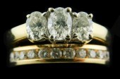 JEWELRY: 14K THREE-DIAMOND ENG