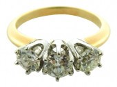 JEWELRY: 14K THREE-DIAMOND RIN