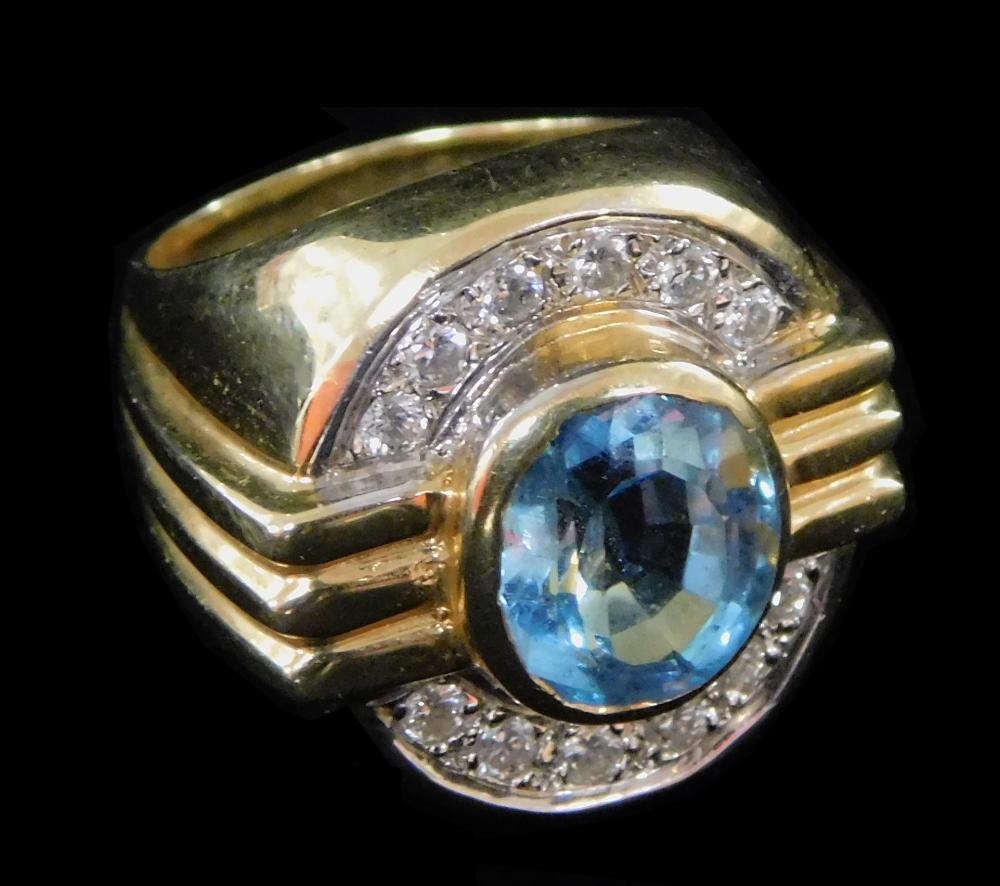 JEWELRY: 14K TOPAZ AND DIAMOND
