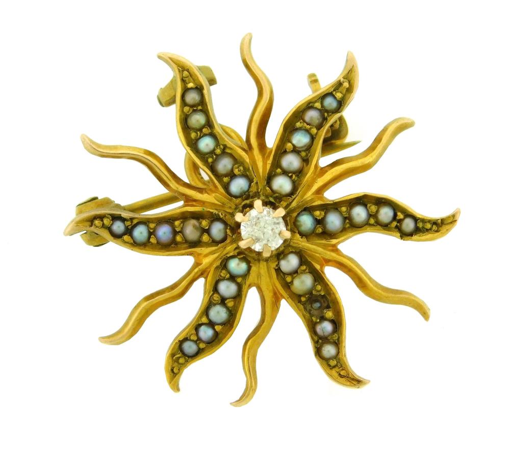 JEWELRY: 14K VINTAGE SEED PEARL AND