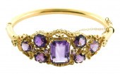 JEWELRY: 14K YELLOW AND AMETHY