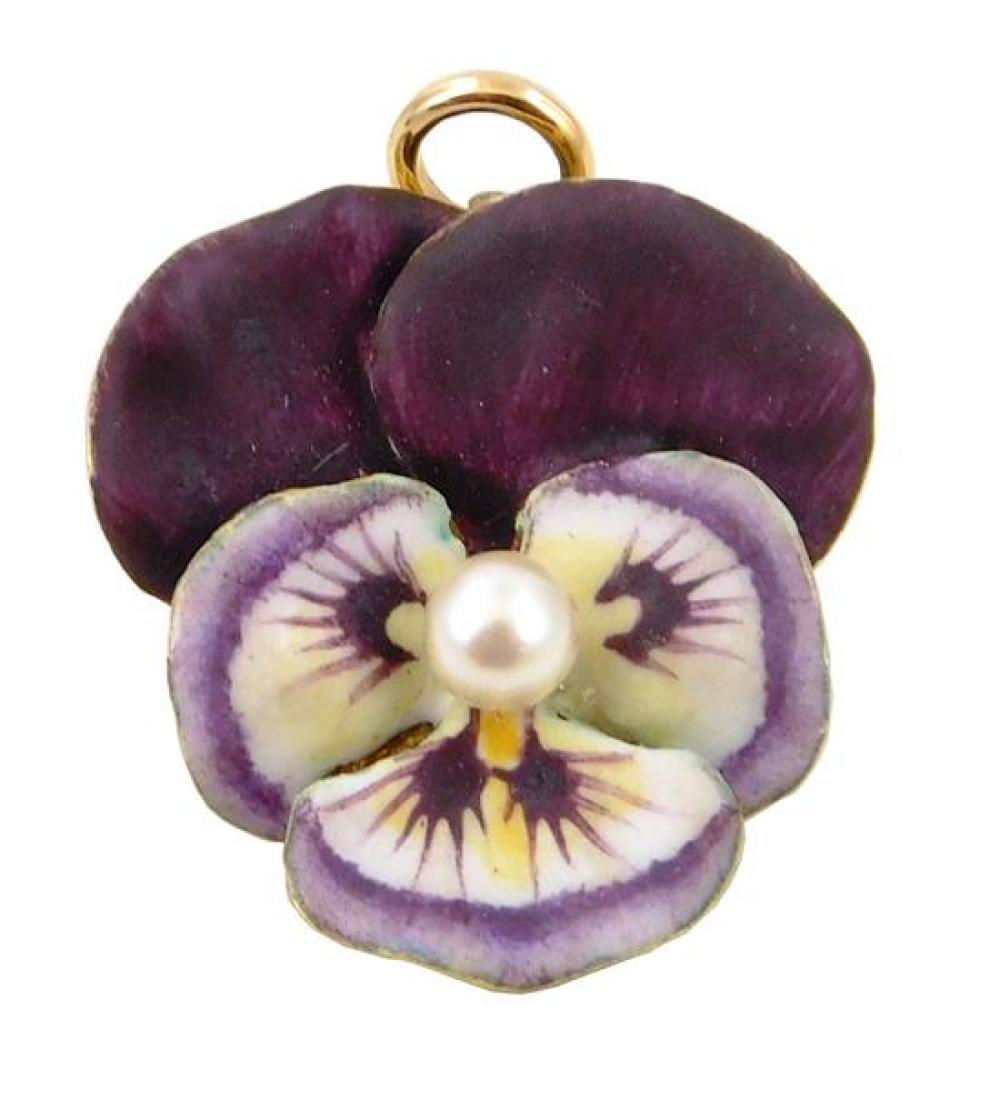 JEWELRY: 14K YELLOW GOLD AND ENAMEL