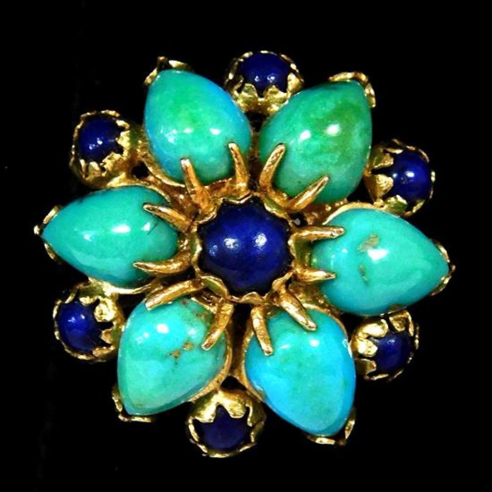 JEWELRY: 14K YELLOW GOLD, LAPIS