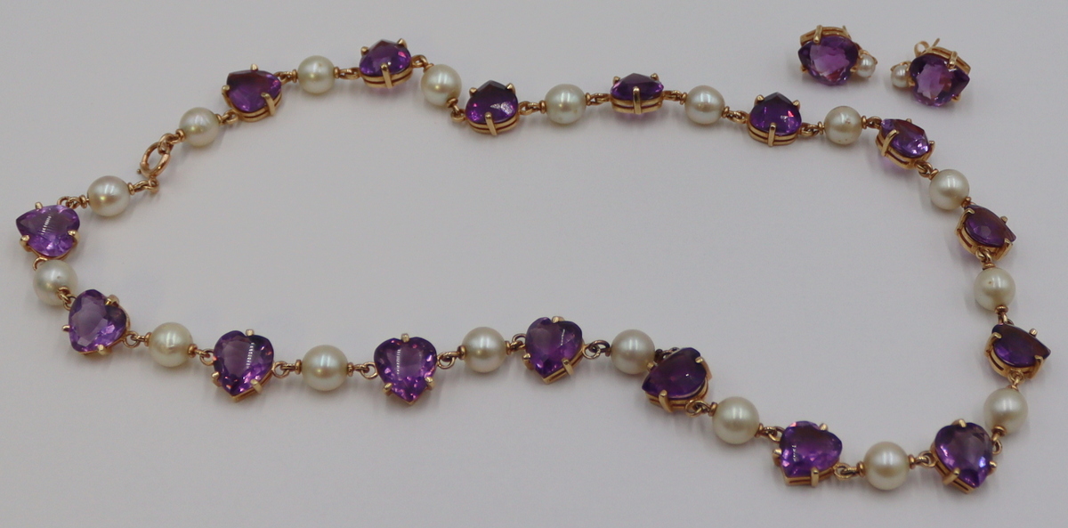 JEWELRY. 14KT GOLD, AMETHYST, AND