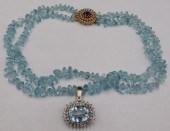JEWELRY. 14KT GOLD AND AQUAMAR