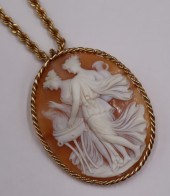 JEWELRY. 14KT GOLD AND CARVED
