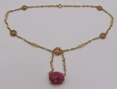JEWELRY. 14KT GOLD AND CARVED