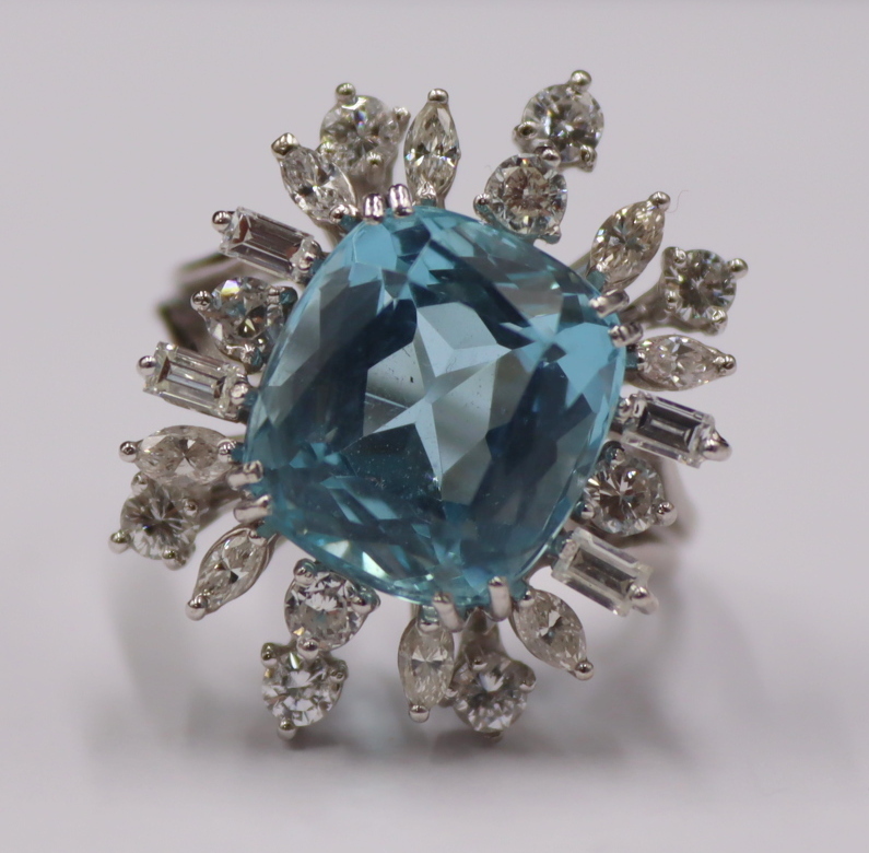 JEWELRY. 14KT GOLD, AQUAMARINE, AND
